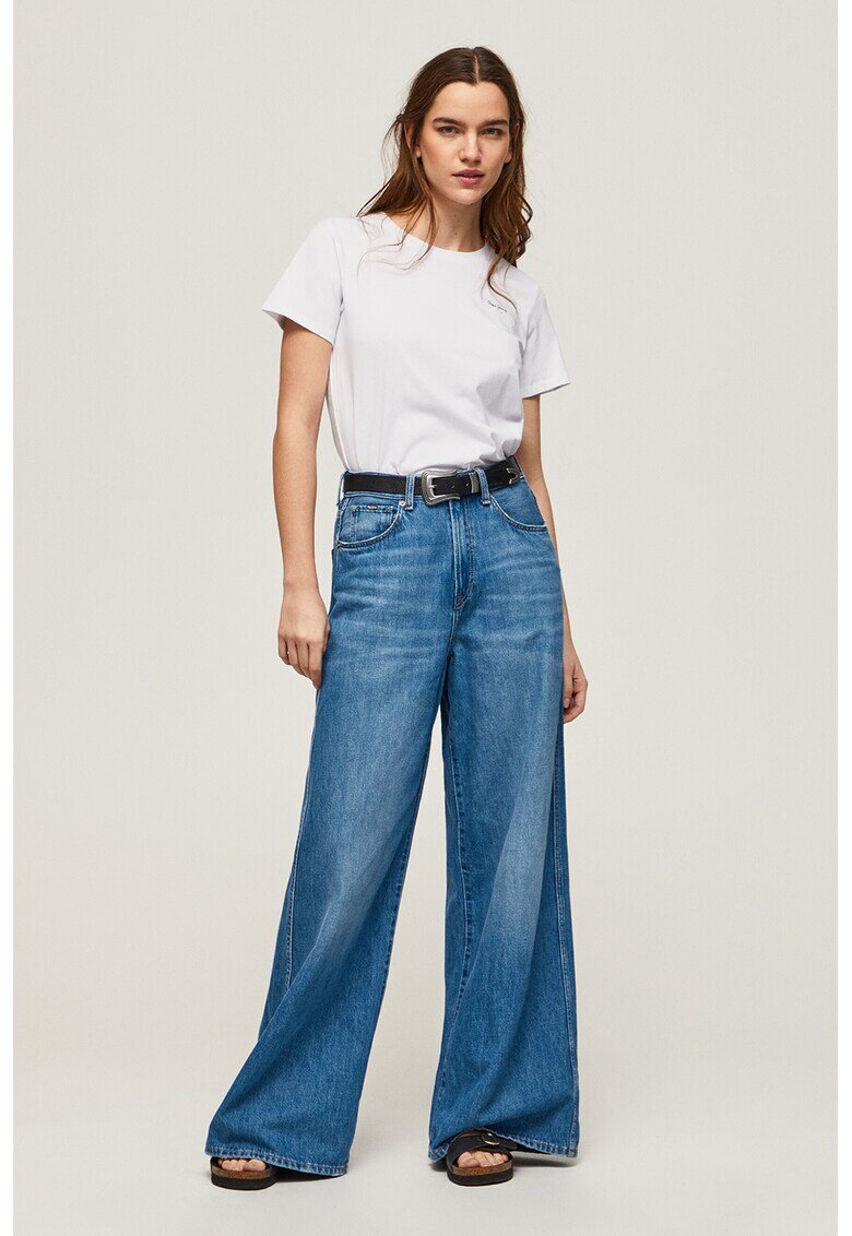 Pepe Jeans London Tricou regular fit cu logo discret - Alb