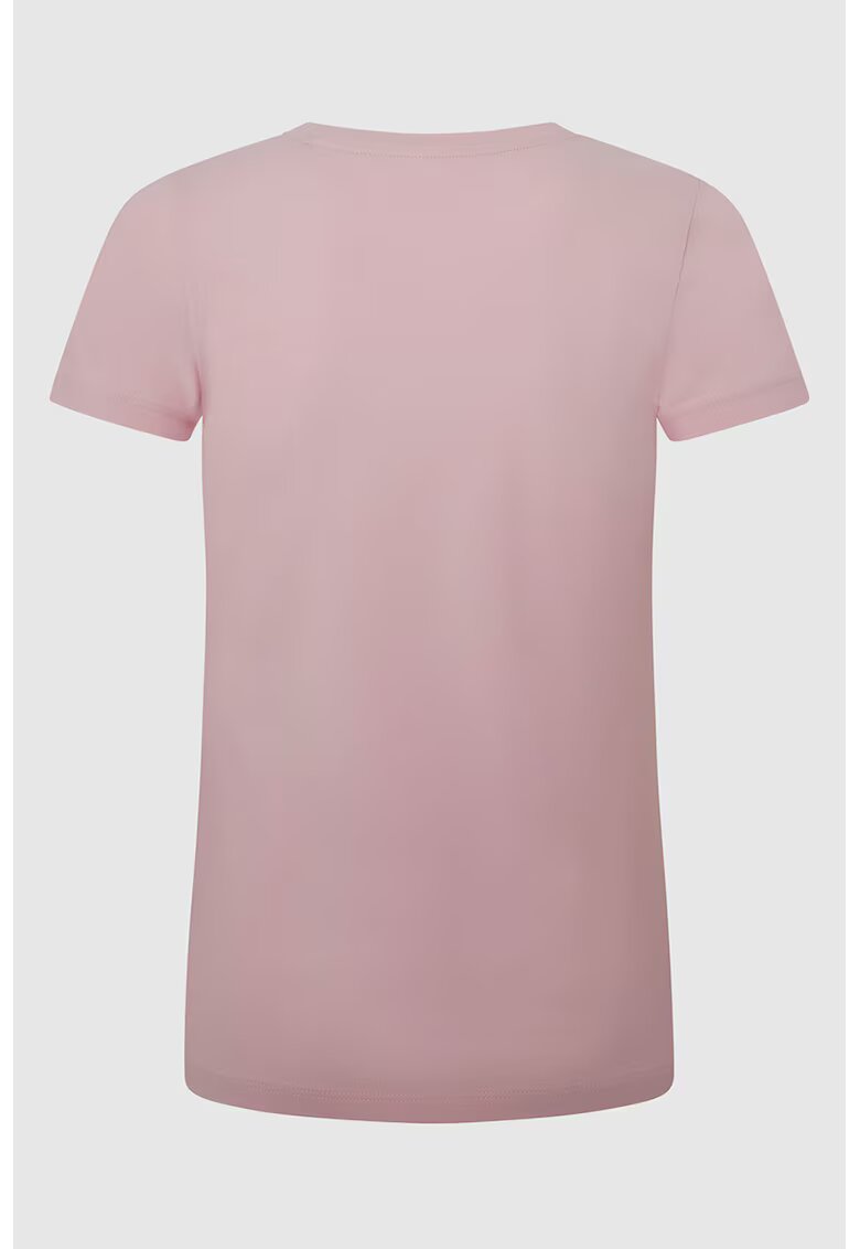 Pepe Jeans London Tricou slim fit cu logo - Roz prafuit