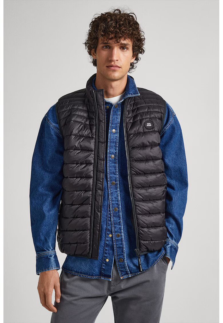 Pepe Jeans London Vesta matlasata cu fermoar - Negru