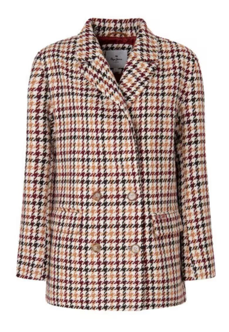 Pepe Jeans Palton cu imprimeu houndstooth