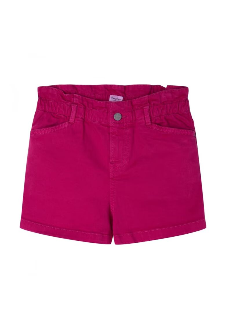 Pepe Jeans Pantaloni scurti din denim cu banda elastica in talie - Roz zmeuriu