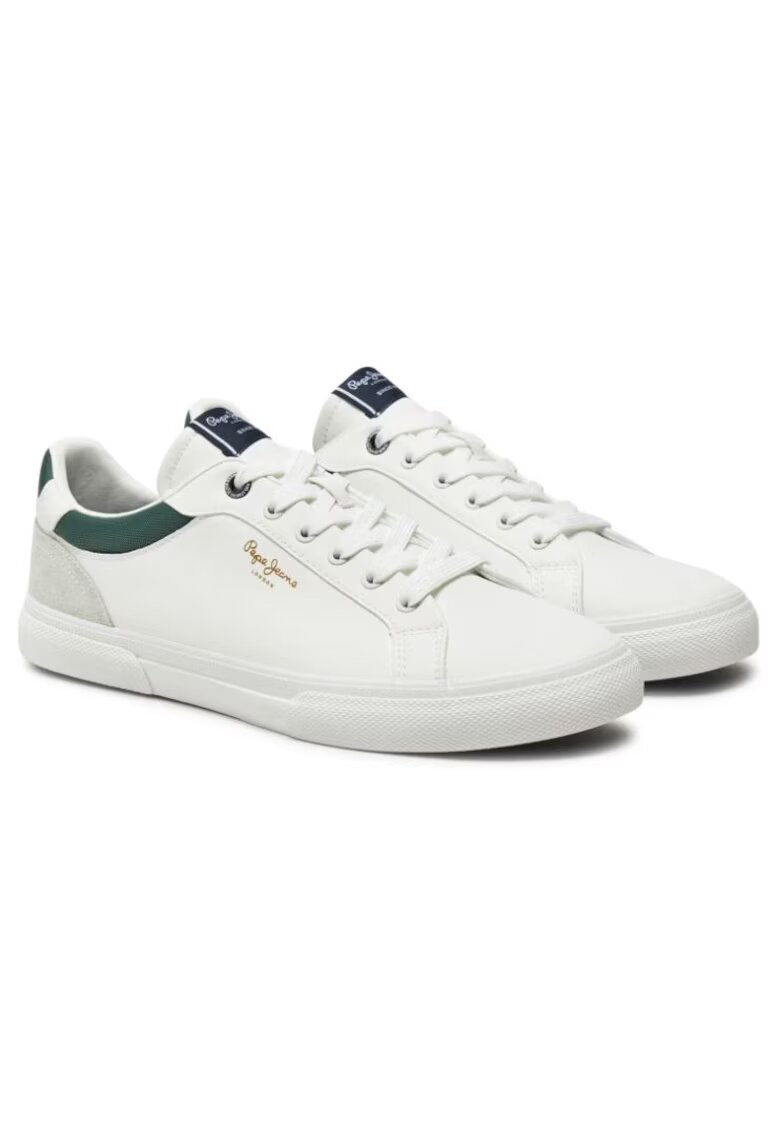 Pepe Jeans Pantofi sport barbati PMS30839 - Poliuretan/Piele intoarsa - Alb