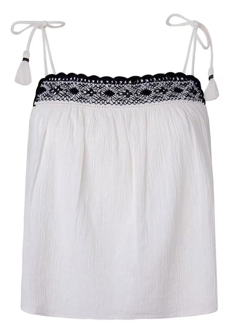 Pepe Jeans Tricou dama Beni - bumbac - alb - bretele cu funda -