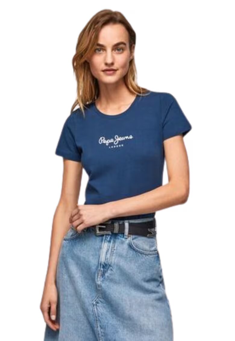 Pepe Jeans Tricou dama Virginia - maneci scurte - bumbac/elastan - bleumarin