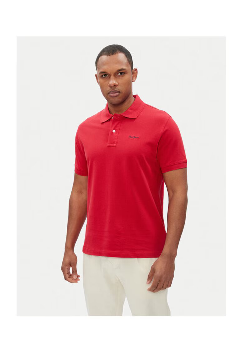 Pepe Jeans Tricou polo barbati PM542298 - Bumbac - Rosu - Rosu