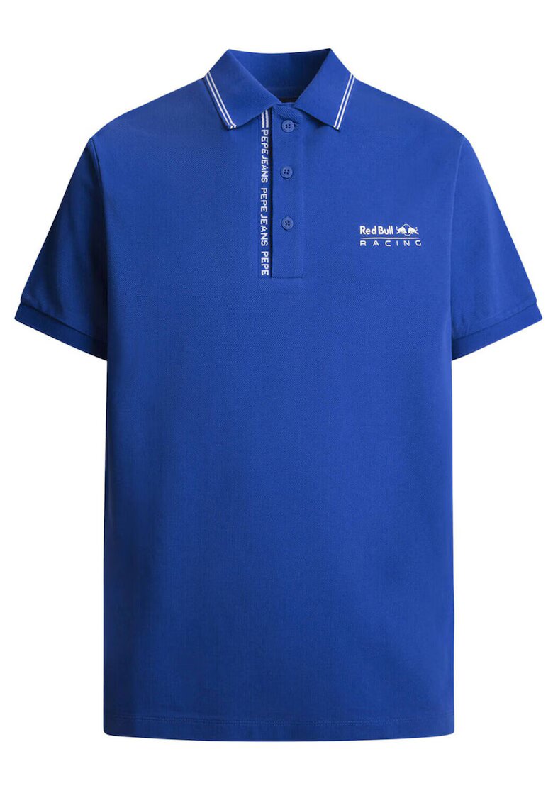 Pepe Jeans Tricou polo x Red Bull Racing Tipped Logo 2024 - Bumbac/Elastan - Albastru - Albastru