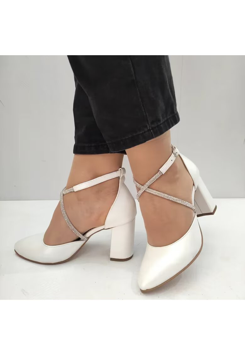 PERLLA Pantofi Eleganti Dama 3671-1 Albi Perlat - Alb - Alb