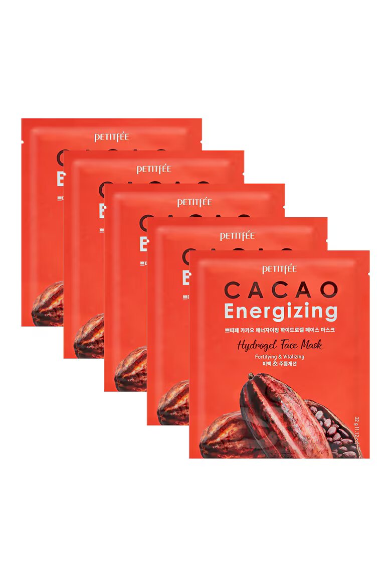 Petitfee Masca faciala hidrogel energizanta cu cacao 5 x 32 g - masca hidratanta tip folie - set de 5