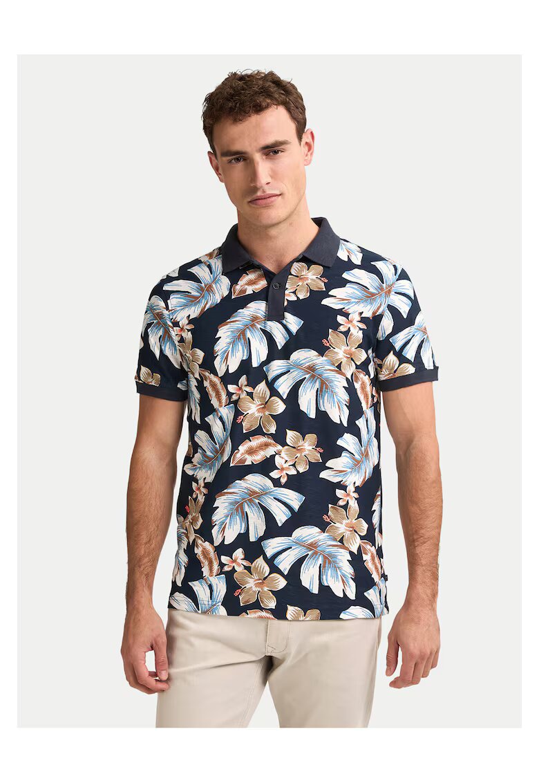 Petrol Industries Tricou barbati bleumarin - bumbac - imprimeu floral
