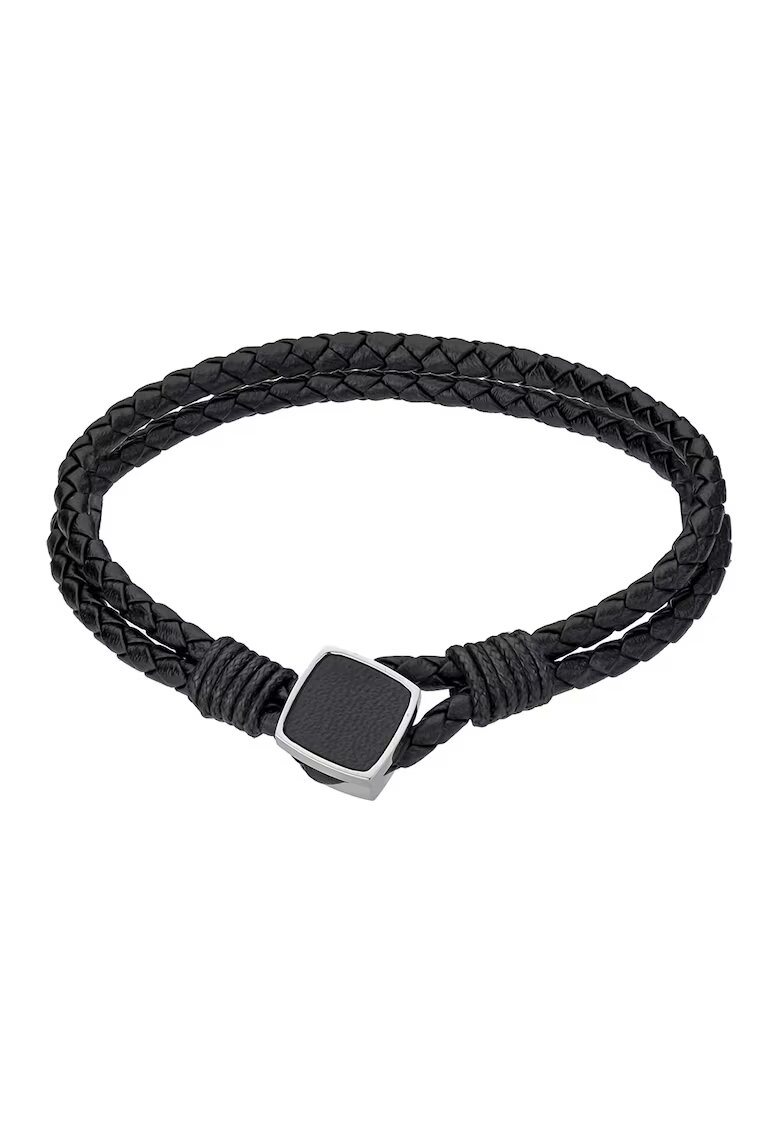 Philipp Blanc Bratara de piele cu model - Negru