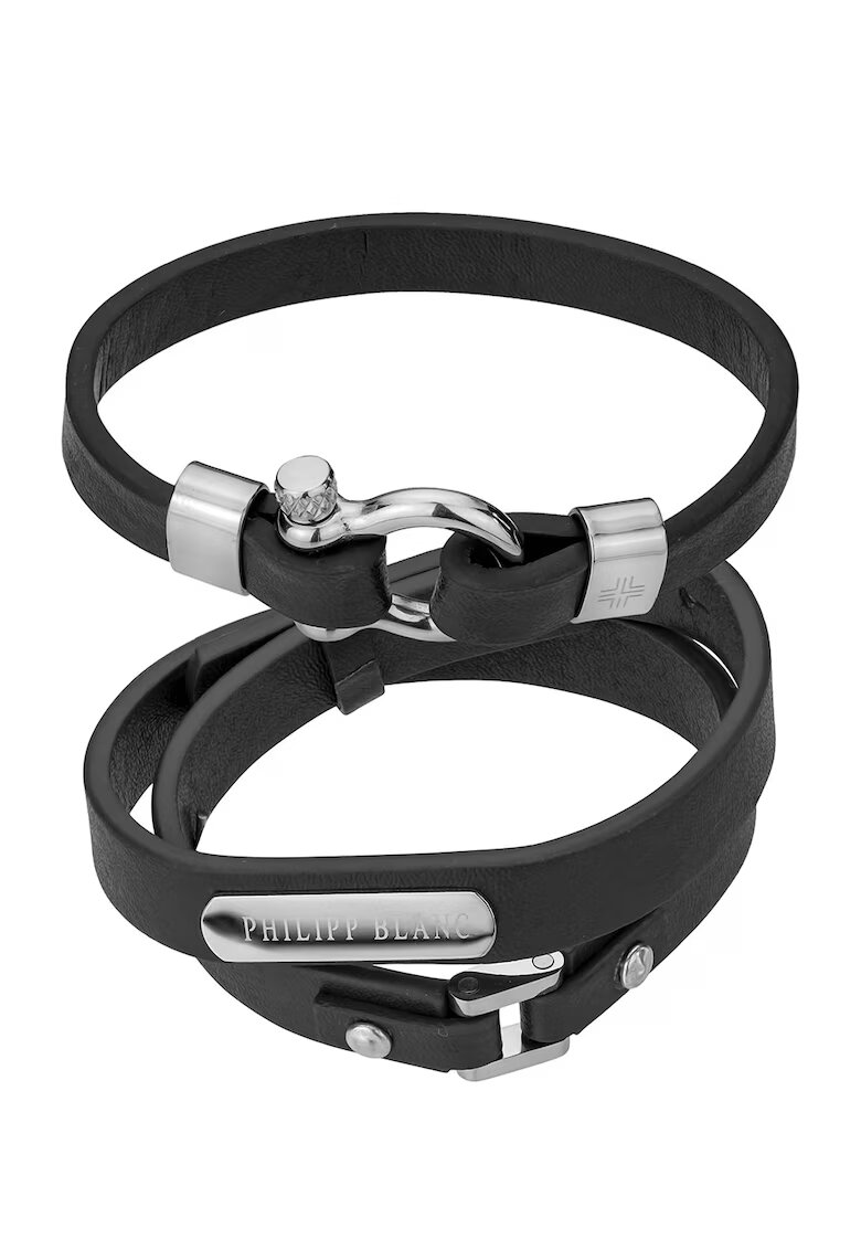 Philipp Blanc Set de bratari din piele Paul - 2 piese - Negru/Argintiu