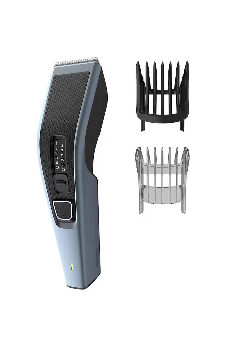 Philips Masina de tuns Seria 3000 HC3530/15 - 13 setari de lungime (0.5-23 mm) - 75 min autonomie fara fir/nelimitat cu fir - lame din otel inoxidabil cu autoascutire - tehnologie Trim-and-Flow - Negru/Gri