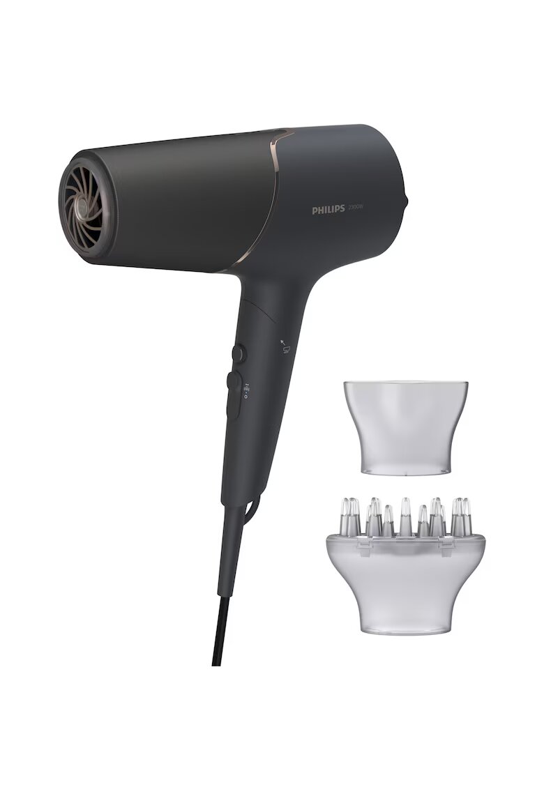 Philips Uscator de par 2300W - tehnologie ThermoShield - ingrijire cu ioni - difuzor - cap de coafare - Negru/Roz