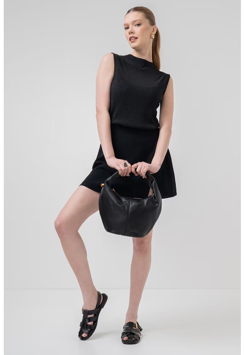 Pieces Bluza cu decolteu la baza gatului - fara maneci - Negru
