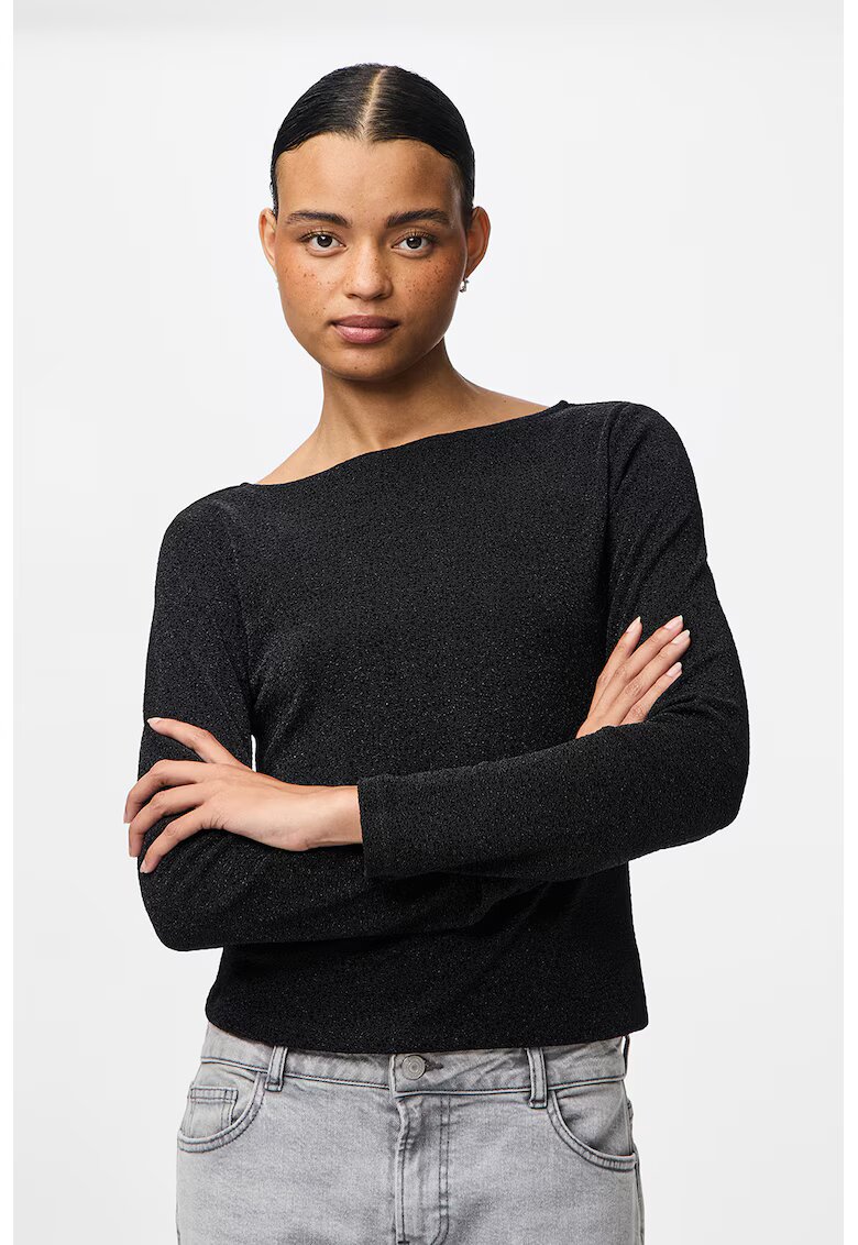Pieces Bluza slim-fit cu decolteu barcuta - Gri antracit