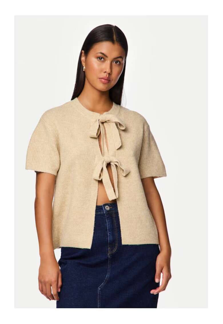 Pieces Cardigan 17156681 Bej Regular Fit - Poliester