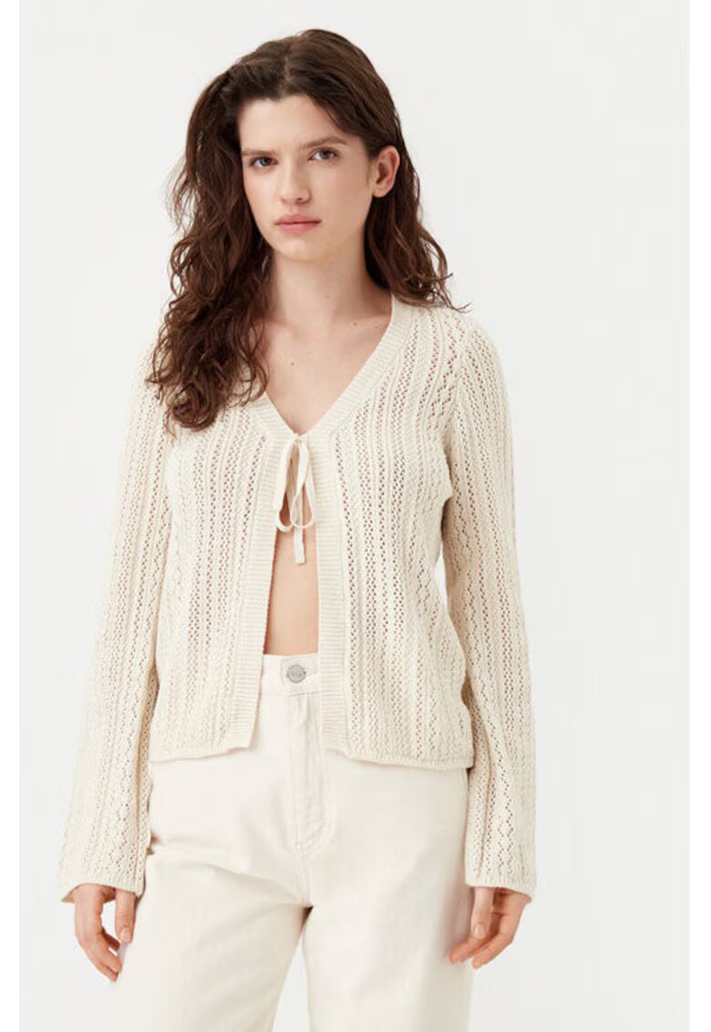 Pieces Cardigan dama - 304916038 - Bumbac - Bej - Bej