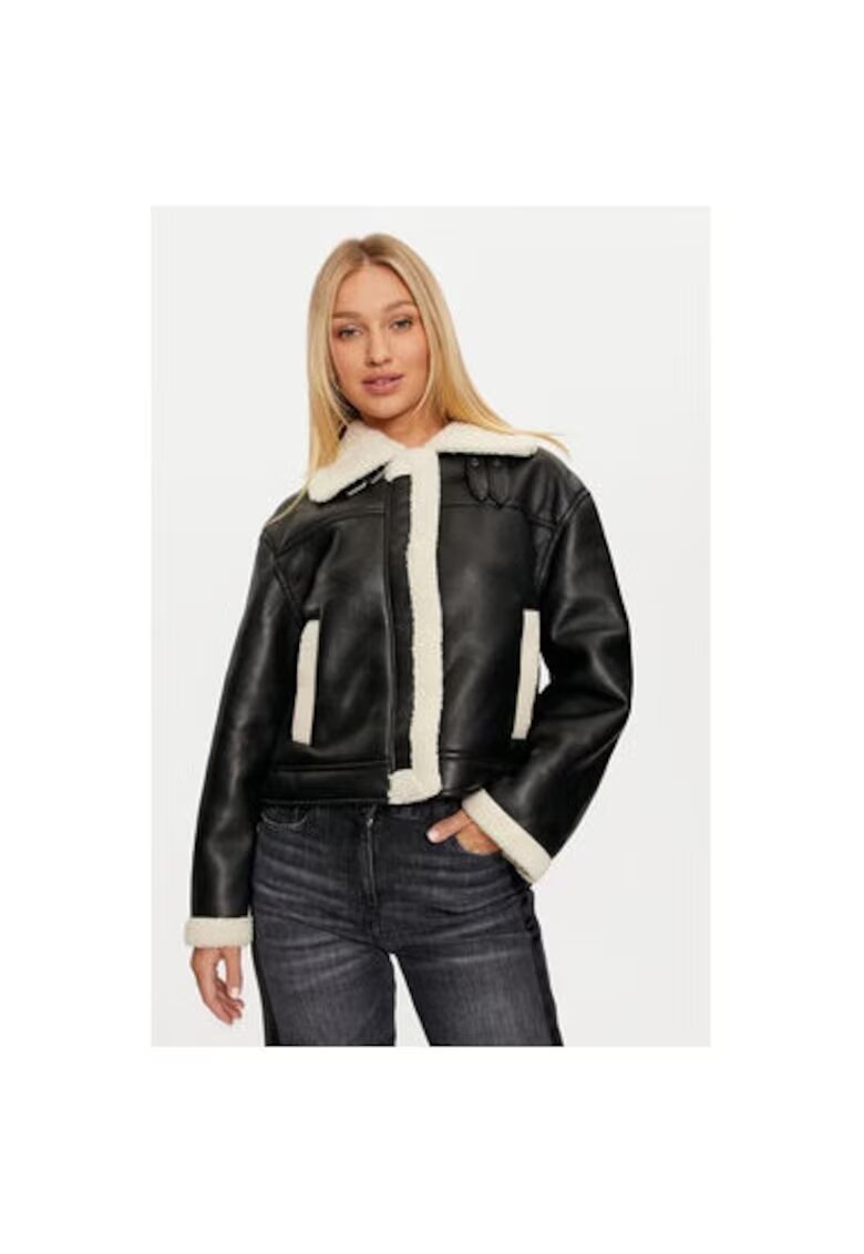 Pieces Geaca dama - 304502897 - Piele ecologica - Negru - Negru