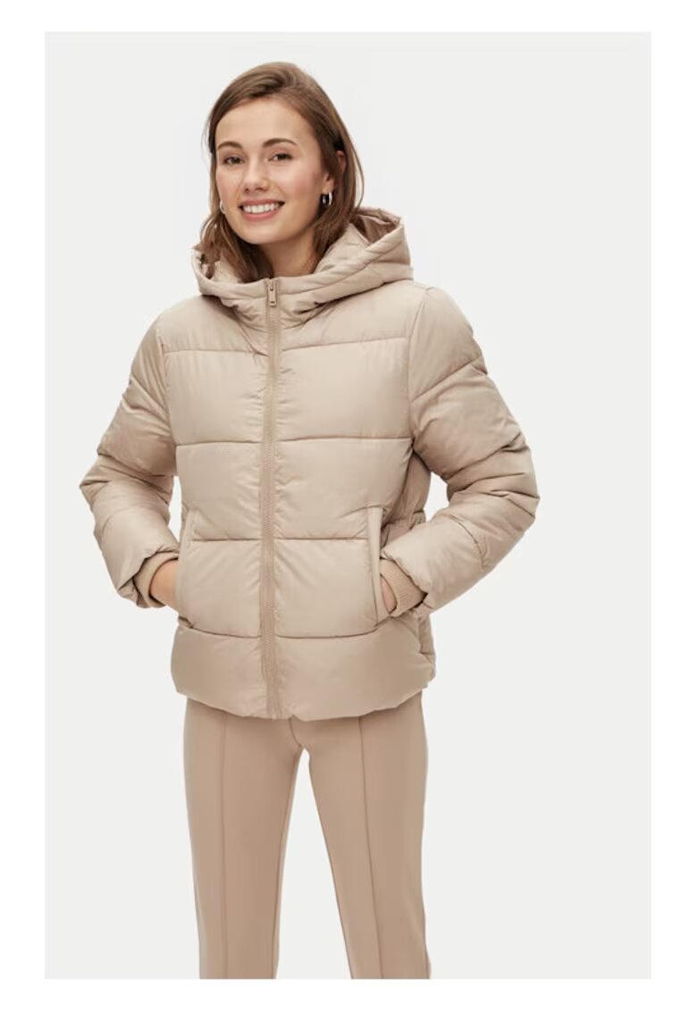 Pieces Geaca din puf 17115626 Bej Regular Fit - Poliester