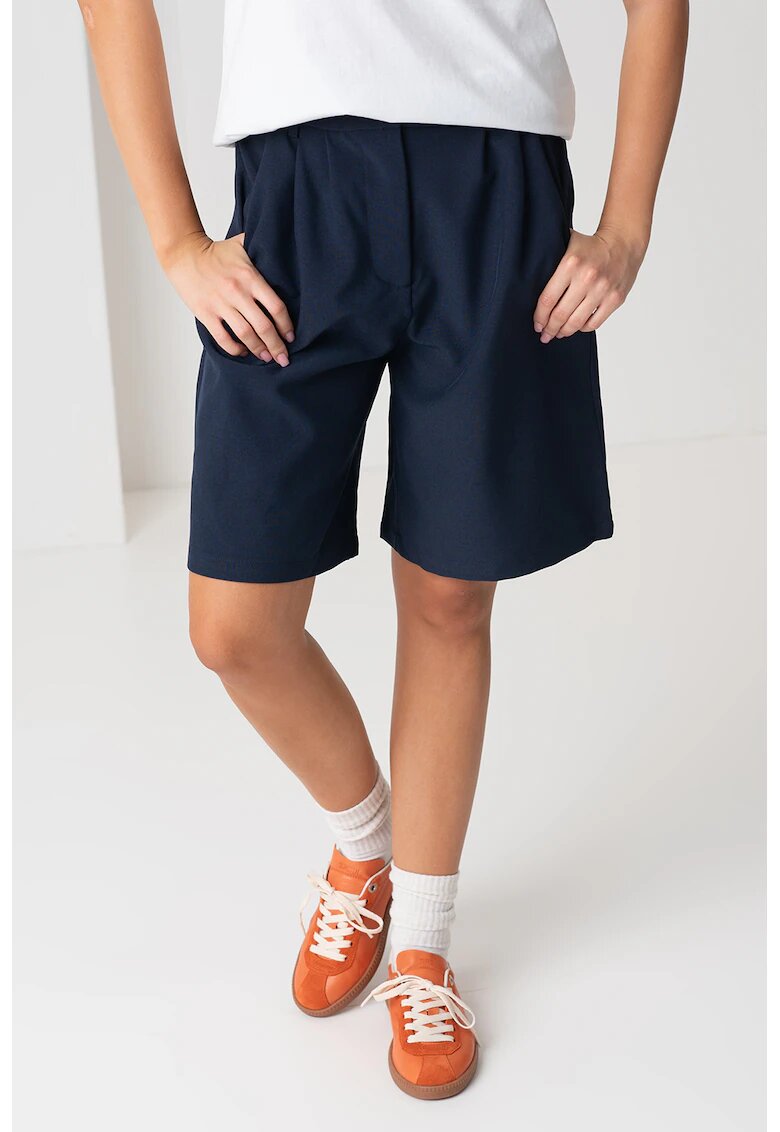 Pieces Pantaloni cu talie inalta si buzunare - Albastru indigo