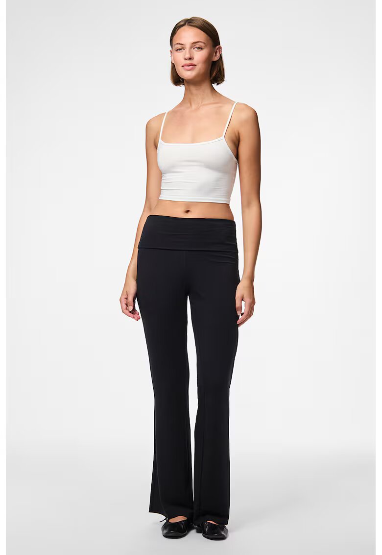 Pieces Pantaloni evazati cu talie inalta - Negru
