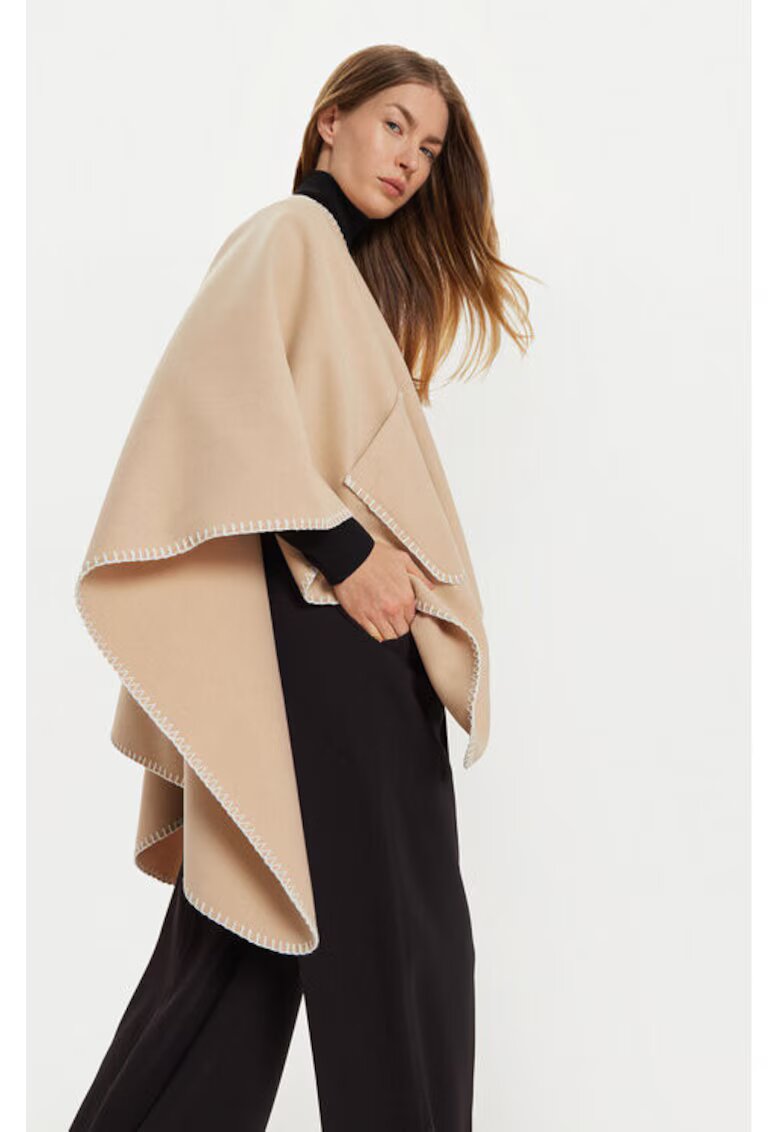 Pieces Poncho dama - 304763328 - Poliester reciclat - One Size INTL - Bej