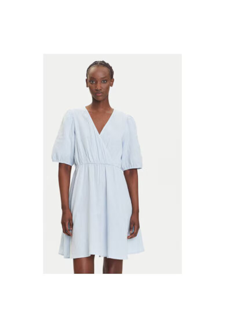 Pieces Rochie din bumbac organic cu decolteu cache-cour - Albastru deschis
