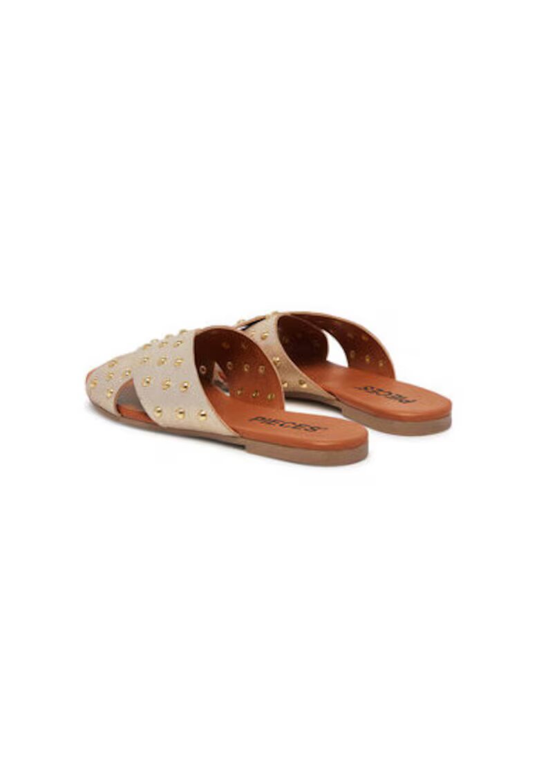 Pieces Slapi dama - 17156837 - Piele naturala - Auriu