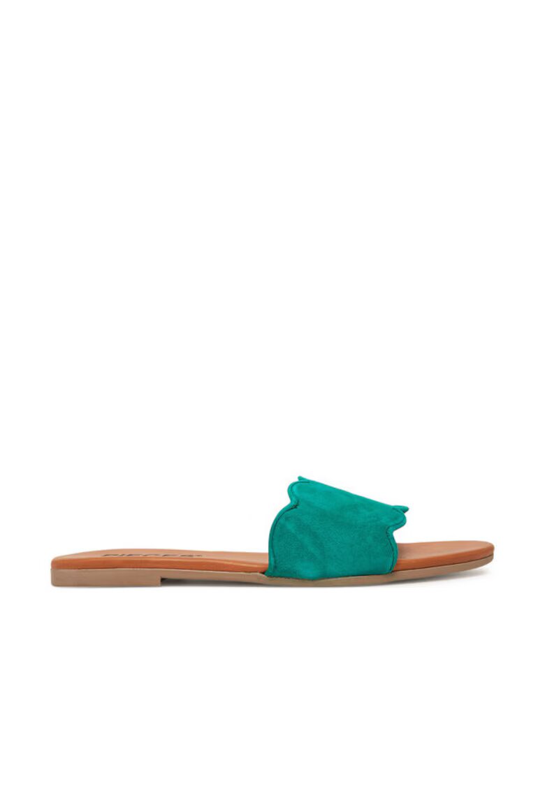 Pieces Slapi dama - 17156838 - Piele naturala - Verde - Verde