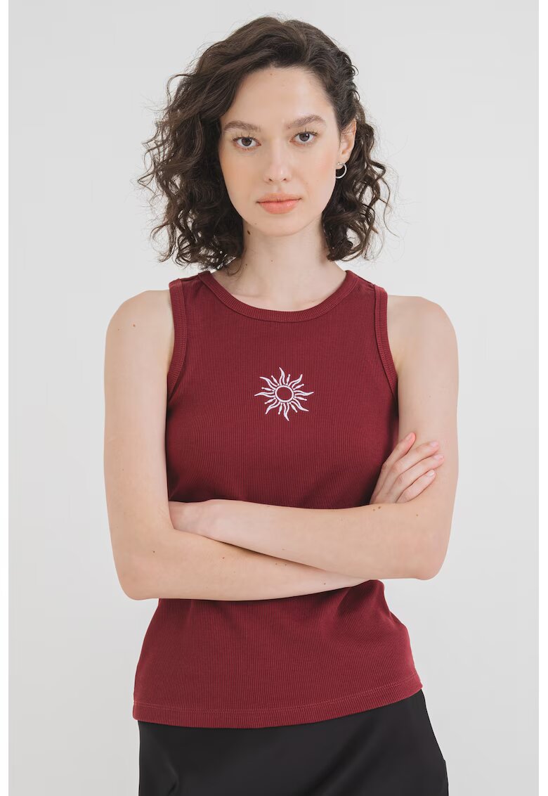 Pieces Top brodat - Visiniu