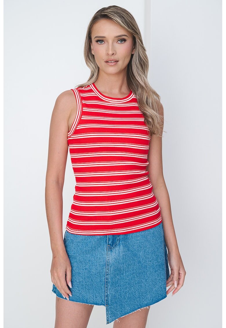 Pieces Top cu dungi - Rosu