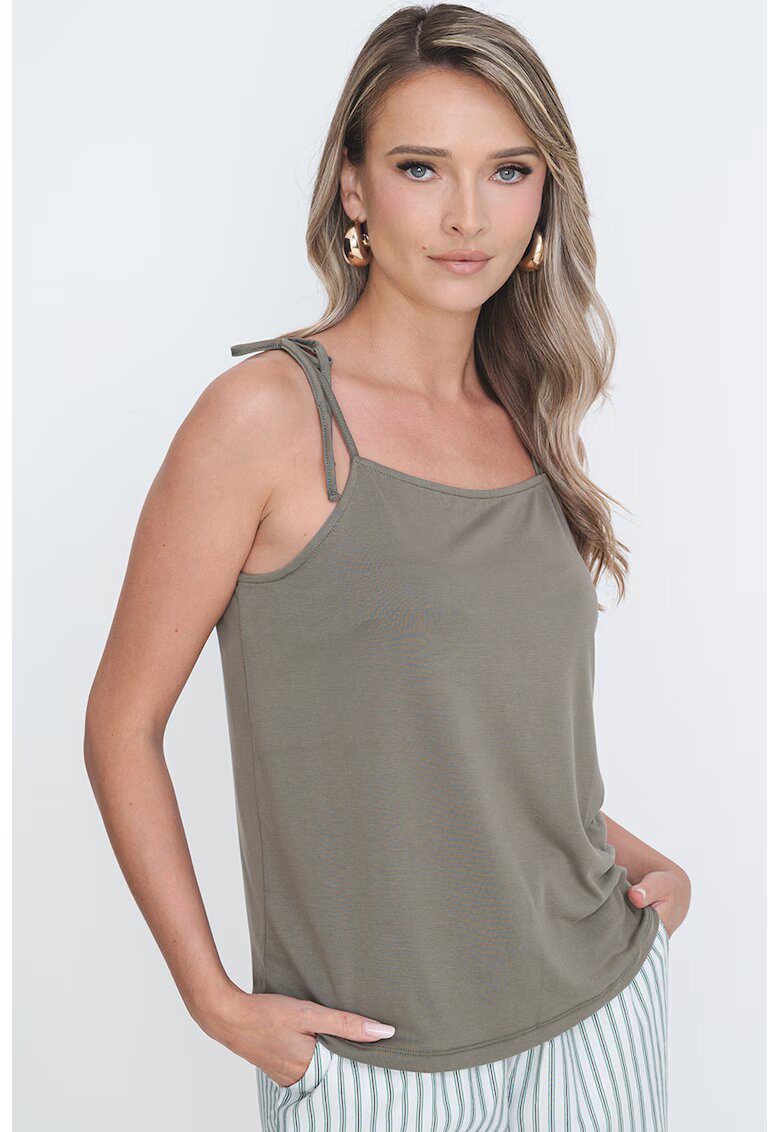 Pieces Top uni Canora - Kaki pal