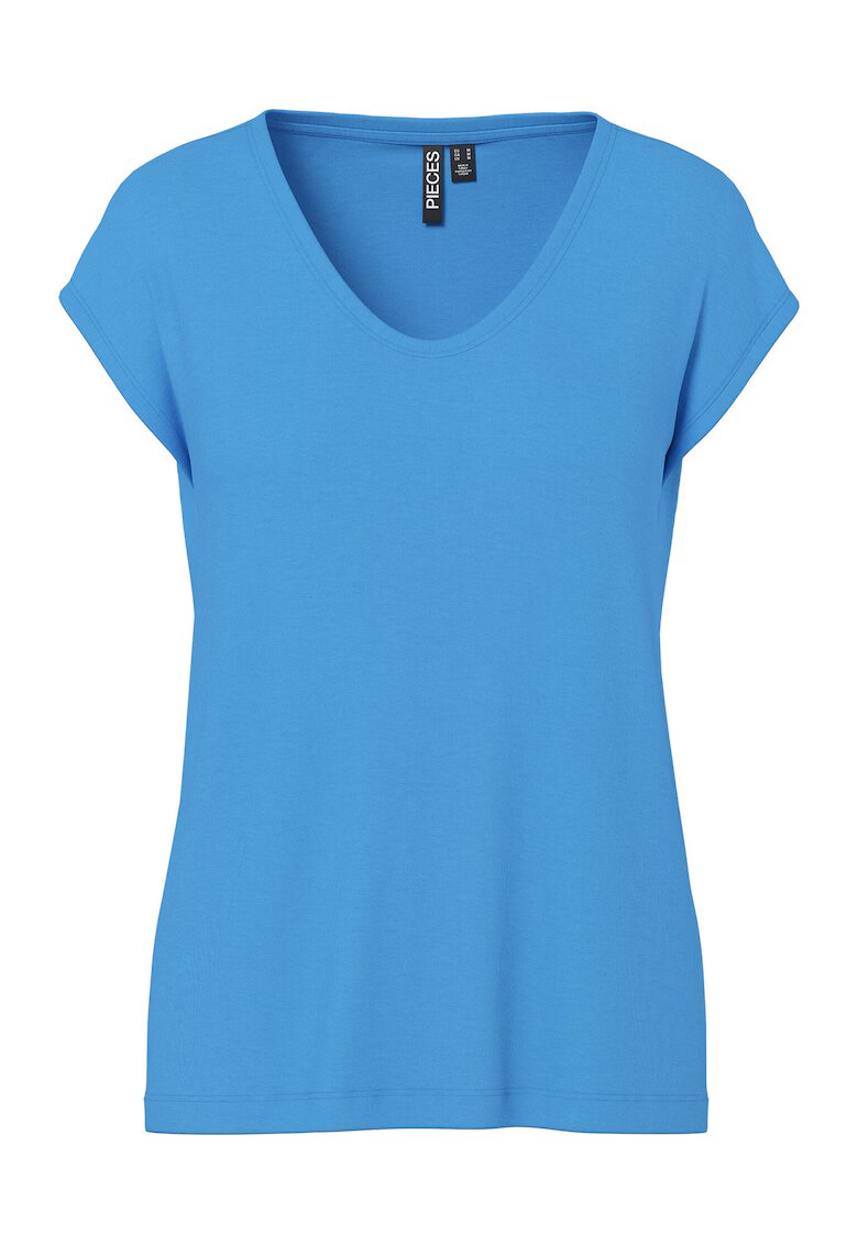 Pieces Tricou dama 17078732 - Viscoza - Albastru - Albastru
