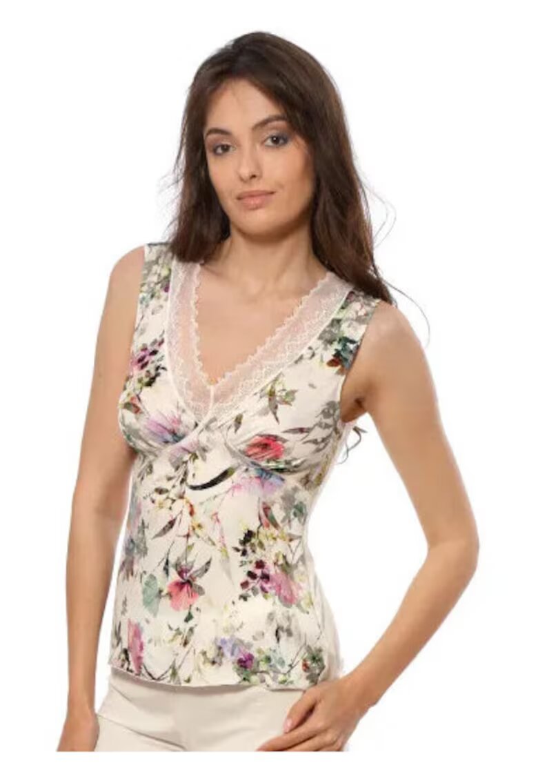 Piera Top de pijama cu model floral - Ecru