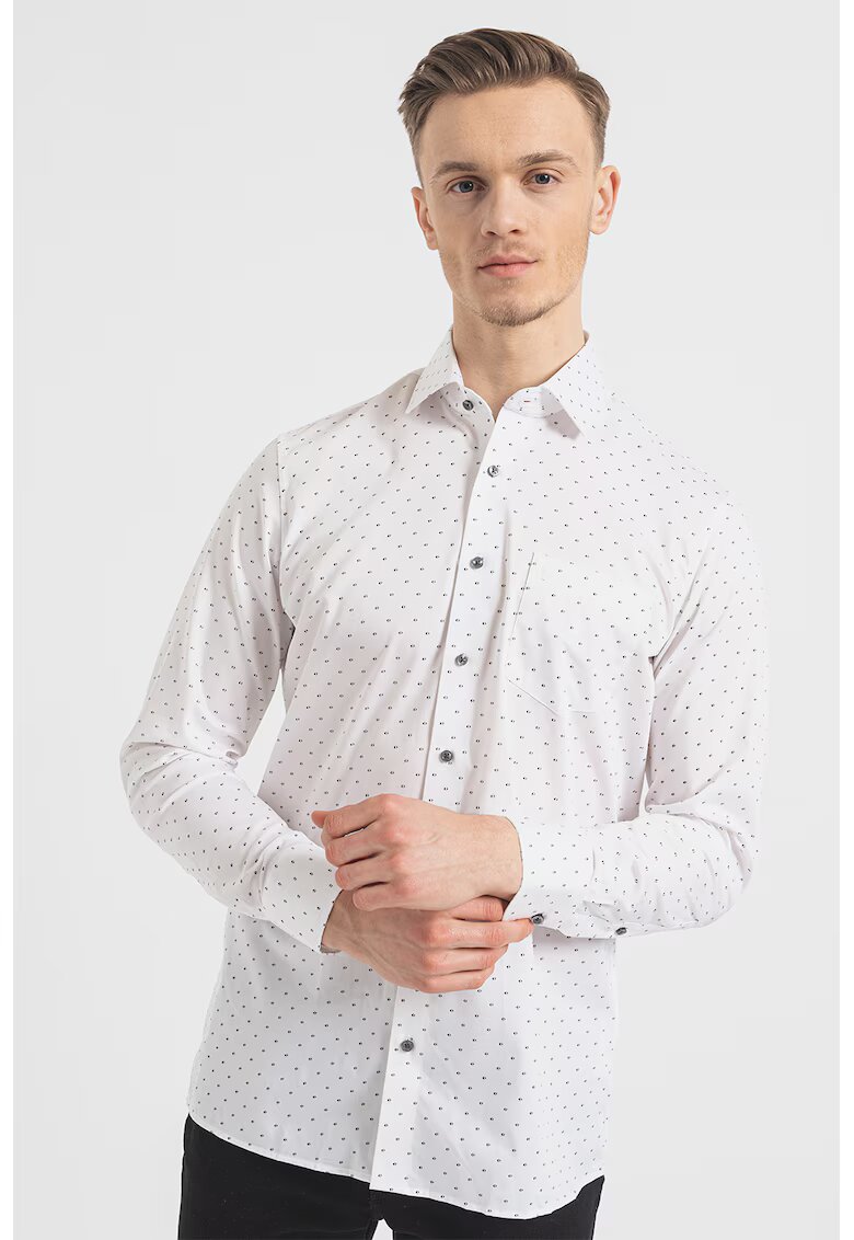 Pierre Cardin Camasa de bumbac cu model grafic - Alb/Negru