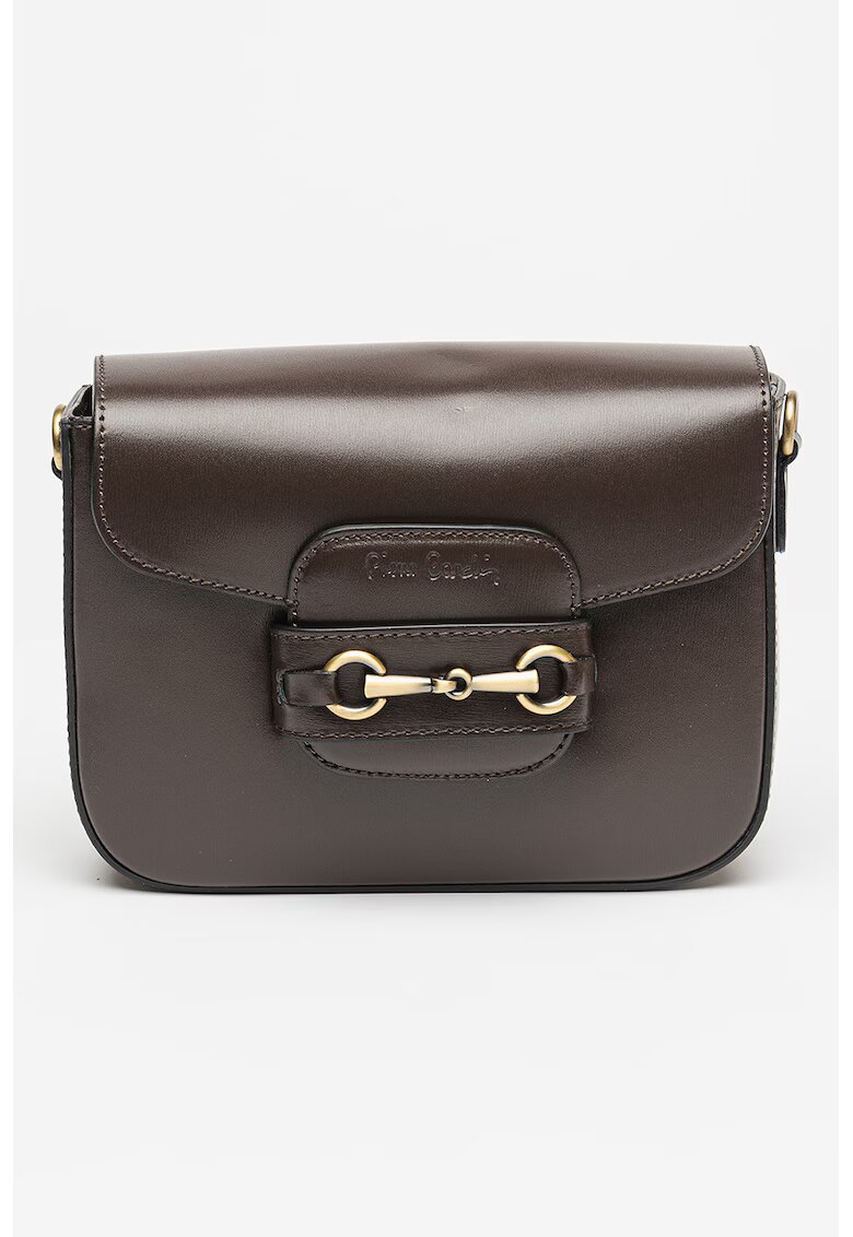 Pierre Cardin Geanta crossbody de piele cu logo - Maro inchis