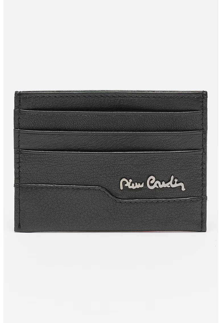 Pierre Cardin Portcart de piele cu logo - Negru