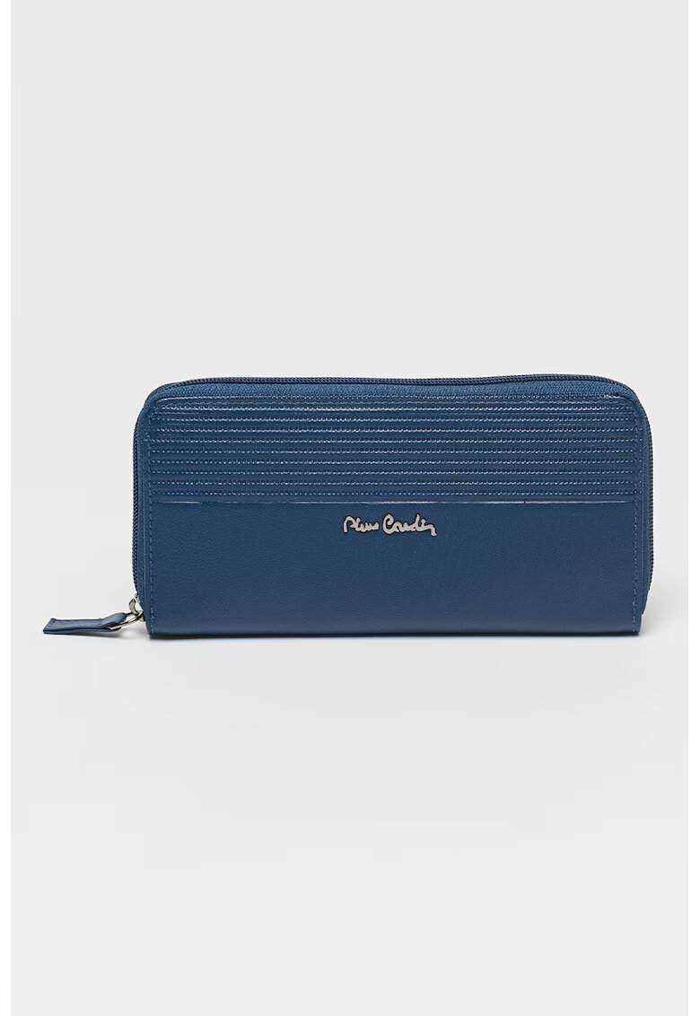 Pierre Cardin Portofel de piele cu fermoar - Albastru