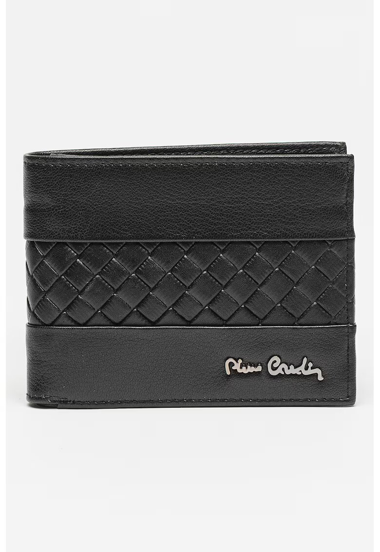 Pierre Cardin Portofel de piele cu model tesut - Negru