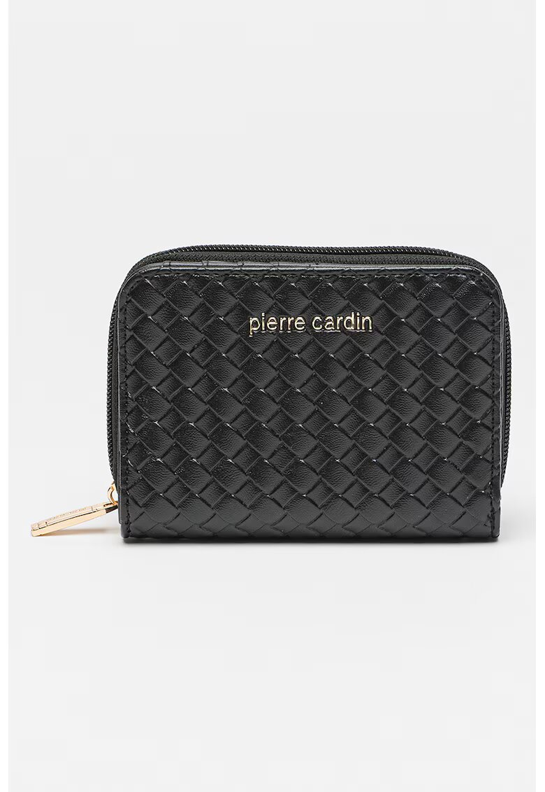 Pierre Cardin Portofel de piele ecologica cu aspect tesut - Negru