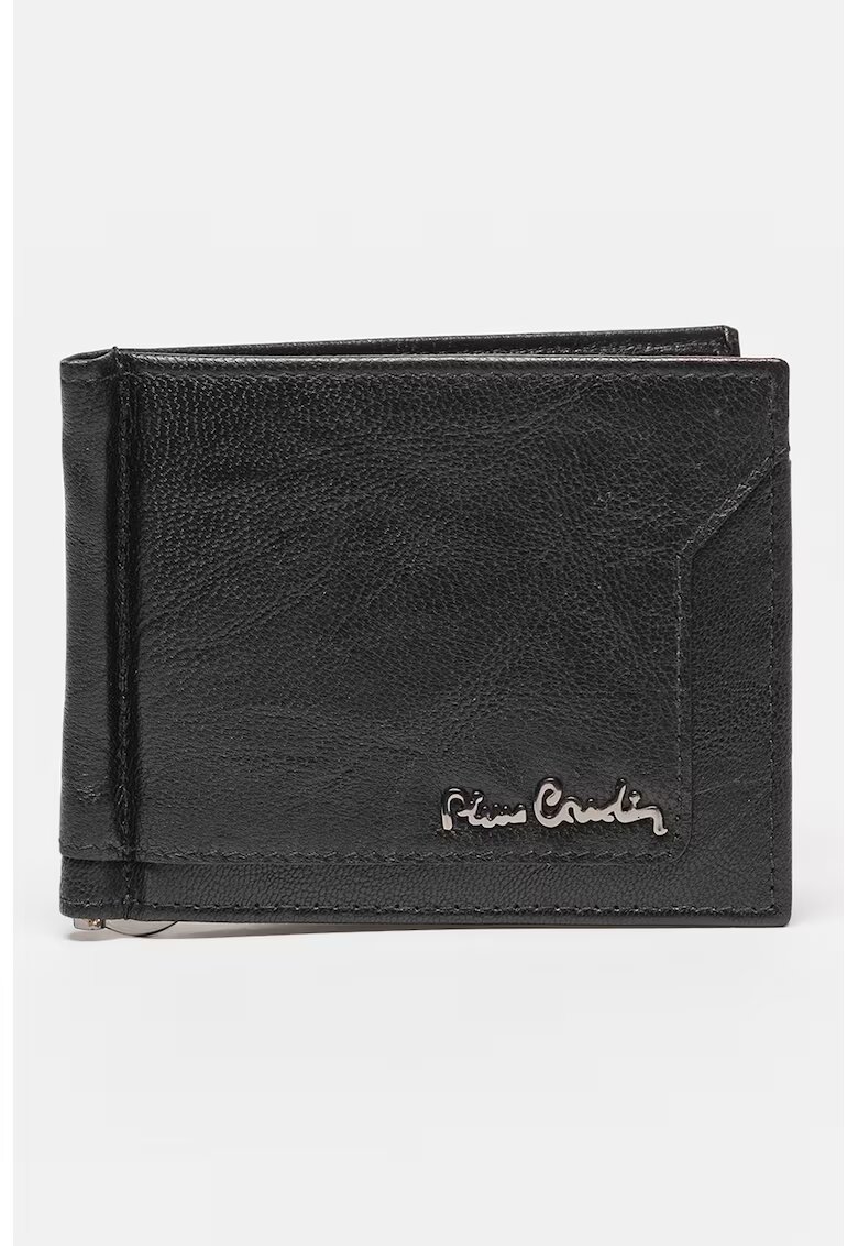 Pierre Cardin Portofel din piele cu detaliu cu logo metalic - Negru