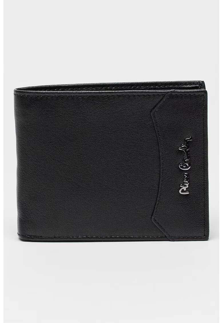 Pierre Cardin Portofel pliabil de piele cu logo - Negru