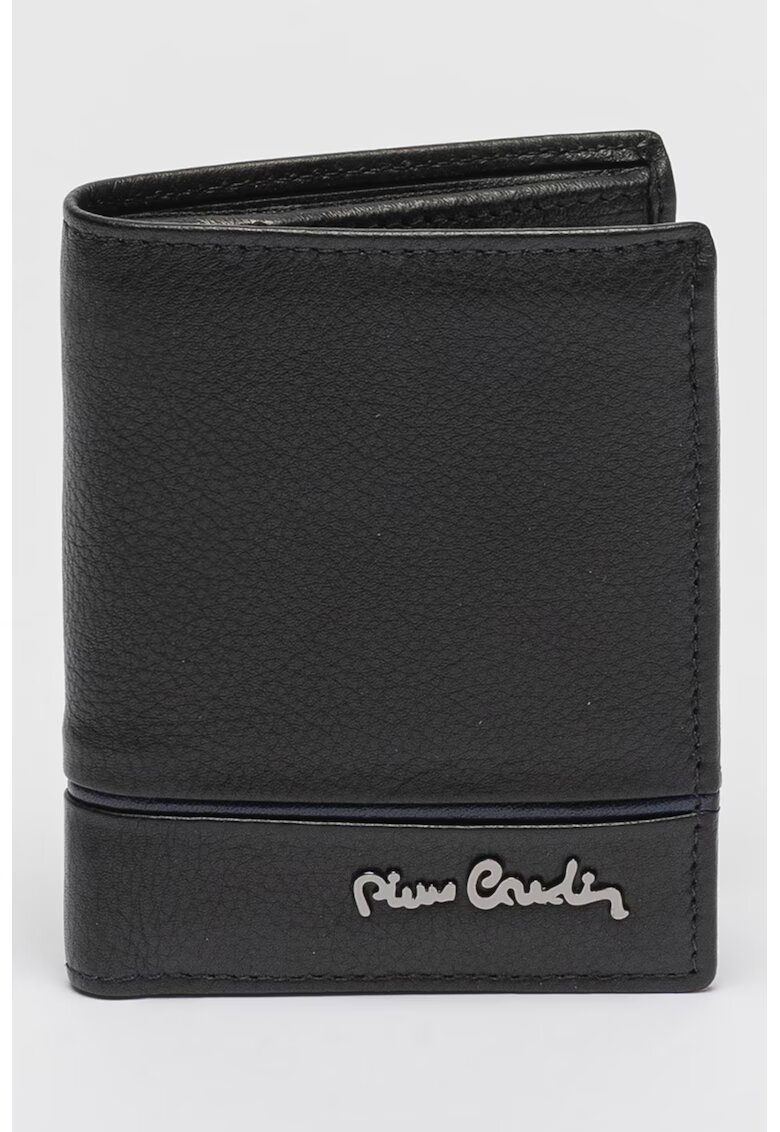 Pierre Cardin Portofel uni din piele - Negru/Albastru inchis