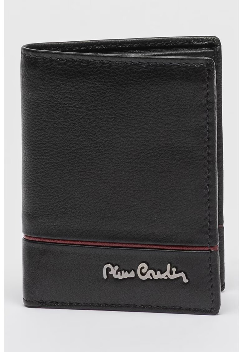 Pierre Cardin Portofel uni din piele - Visiniu/Negru