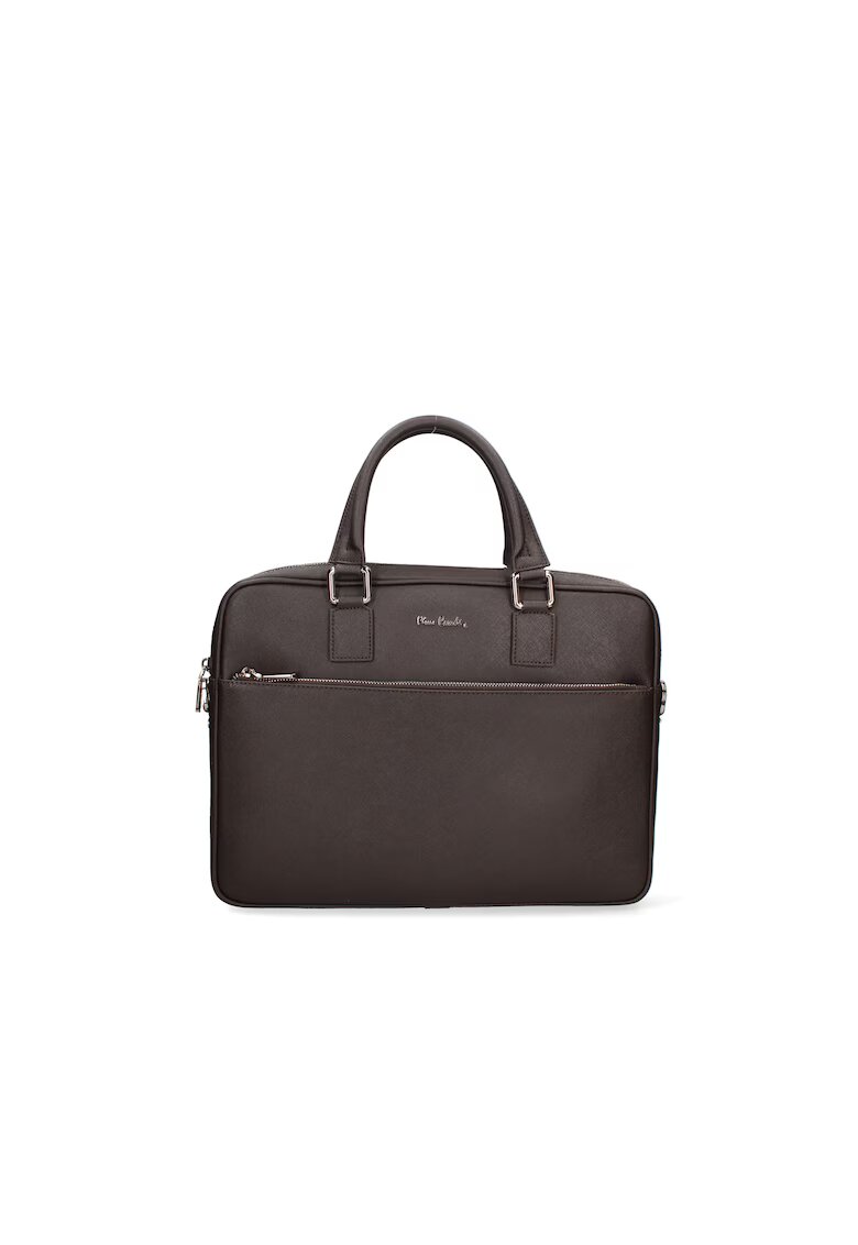 Pierre Cardin Servieta de piele cu un buzunar extern - Maro inchis