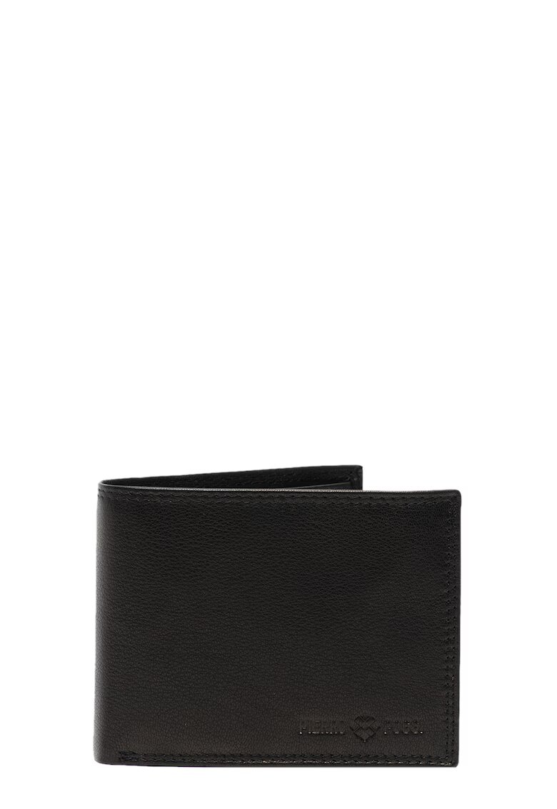 Pierro Poggi Portofel pliabil de piele cu logo stantat - PP1004 - Negru