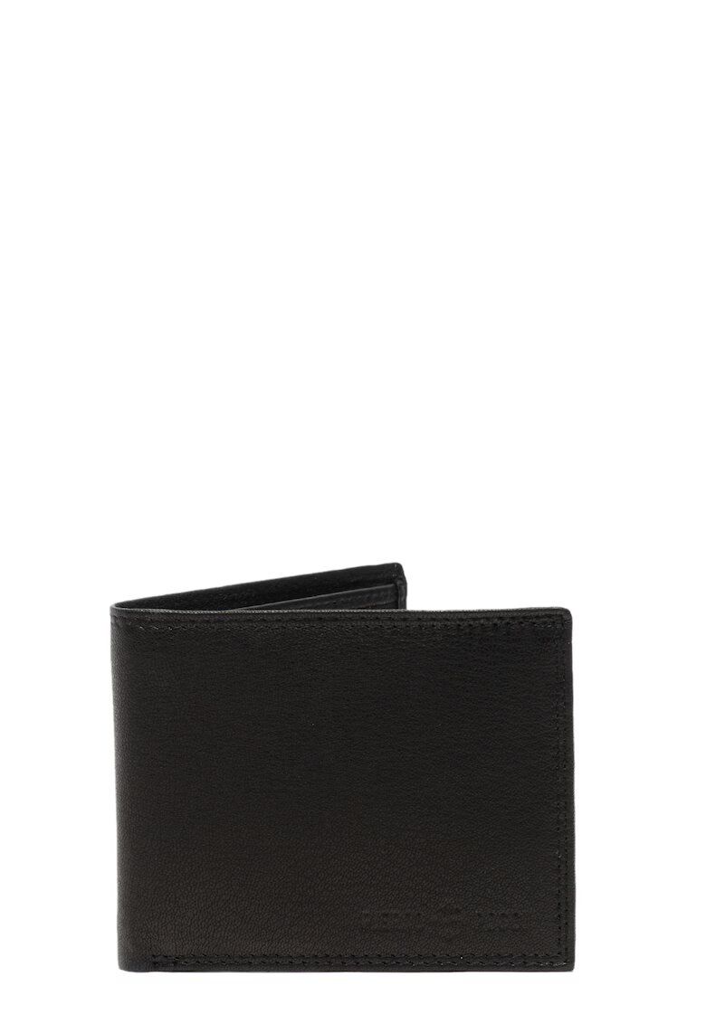 Pierro Poggi Portofel pliabil de piele cu logo stantat - PP1005 - Negru