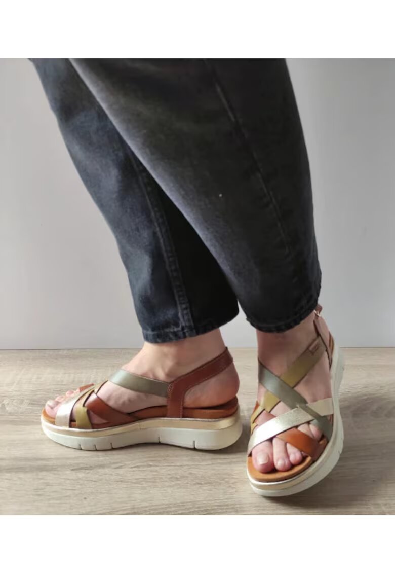 Pikolinos Sandale wedge din piele - Maro