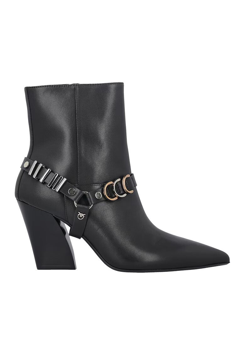Pinko Botine de piele cu detalii metalice - Negru