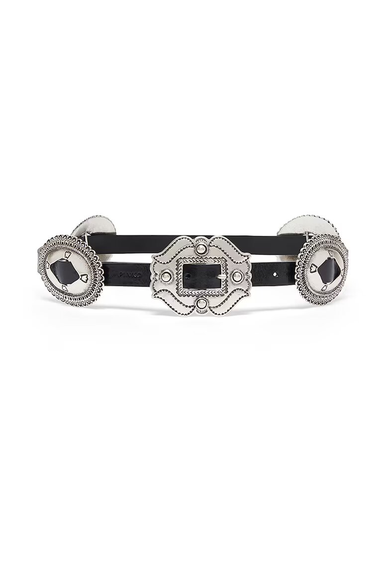 Pinko Curea de piele cu elemente metalice - Negru